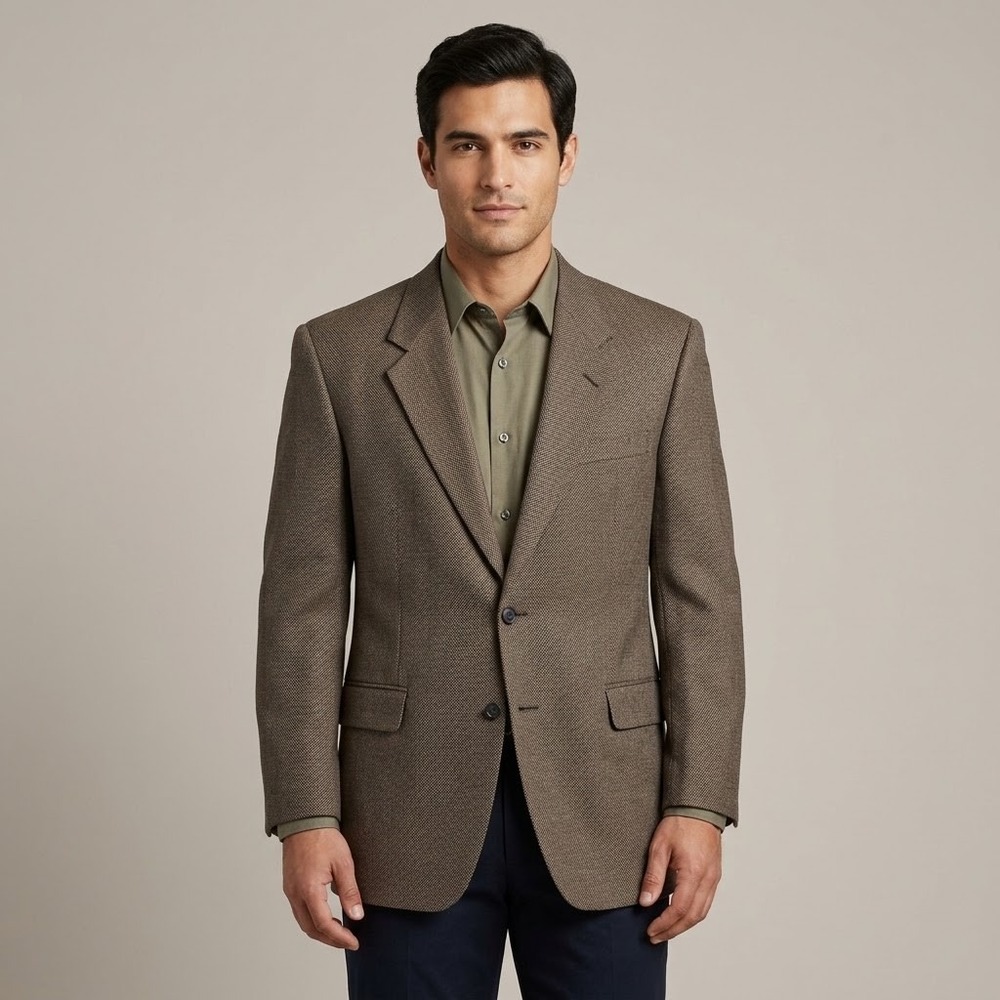 Kenneth Cole New York Mens Brown Weave‎ Blazer Sport Coat Bloomingdales 42R EUC